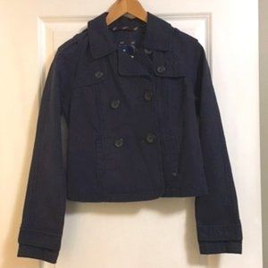 Y2K Navy Blue Cropped Double Breasted Blazer Jacket